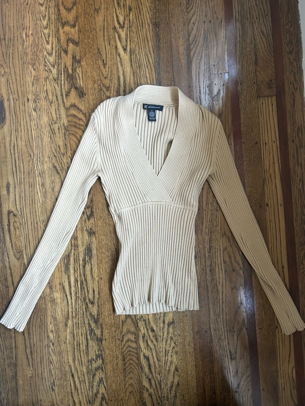 Y2K Ribbed V-Neck Long Sleeve Sweater